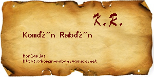 Komán Rabán névjegykártya